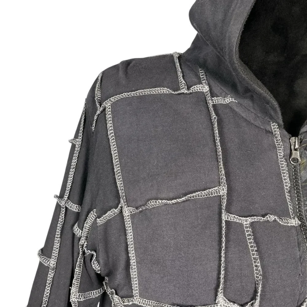 Windhorse Black Patchwork Jacket Whimsigoth Sweatshirt Zip Embroidered Hoodie